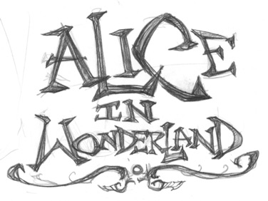 Alice in Wonderland Logo Sketch